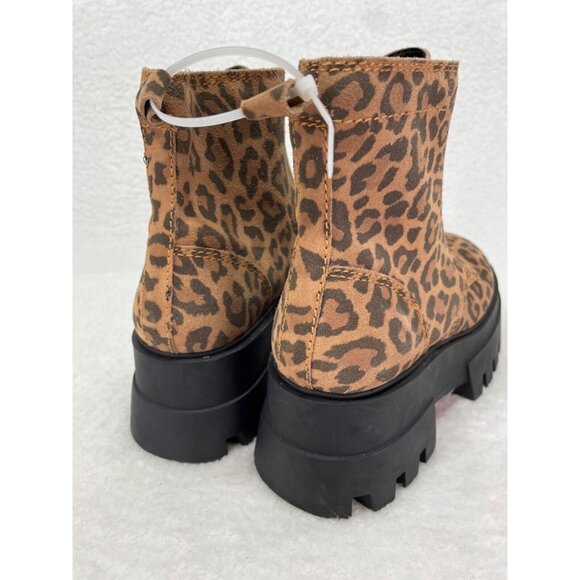 Gianni Bini size 7.5 All-Star Leopard Print Suede Zip Chunky Lug Sole Platform - Picture 2 of 7